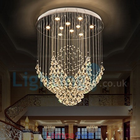 Moderný súčasný luster Závesné svietidlo na zapustenú montáž Crystal Rain Drop Light Moderný súčasný luster Závesné svietidlo na zapustenú montáž Crystal Rain Drop Light