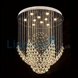 Moderný súčasný luster Závesné svietidlo na zapustenú montáž Crystal Rain Drop Light