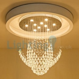 Moderný súčasný luster Závesné svietidlo na zapustenú montáž Crystal Rain Drop Light