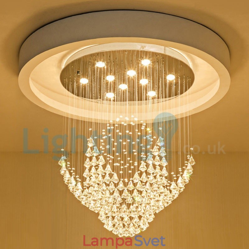 Moderný súčasný luster Závesné svietidlo na zapustenú montáž Crystal Rain Drop Light