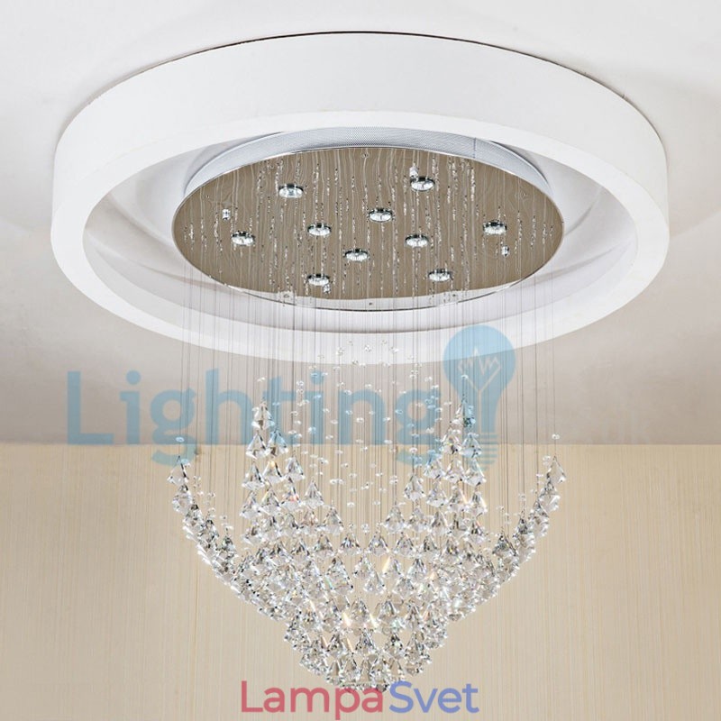 Moderný súčasný luster Závesné svietidlo na zapustenú montáž Crystal Rain Drop Light
