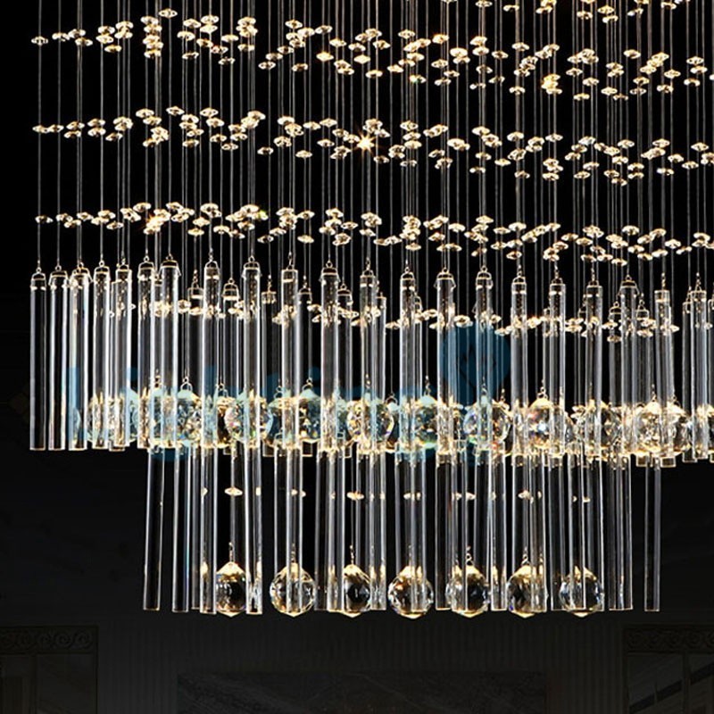 Moderný súčasný luster Závesné svietidlo na zapustenú montáž Crystal Rain Drop Light