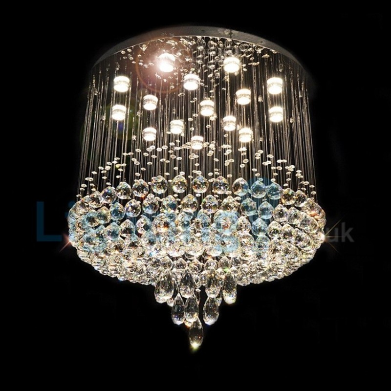 Moderný súčasný luster Závesné svietidlo na zapustenú montáž Crystal Rain Drop Light