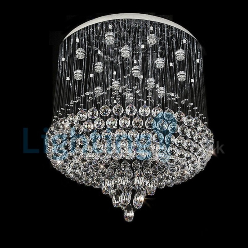 Moderný súčasný luster Závesné svietidlo na zapustenú montáž Crystal Rain Drop Light