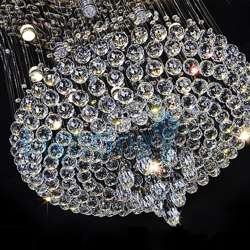 Moderný súčasný luster Závesné svietidlo na zapustenú montáž Crystal Rain Drop Light