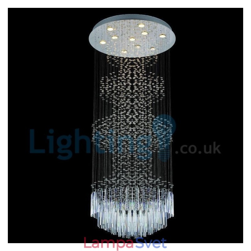 Moderný súčasný luster Závesné svietidlo na zapustenú montáž Crystal Rain Drop Light
