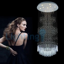 Moderný súčasný luster Závesné svietidlo na zapustenú montáž Crystal Rain Drop Light