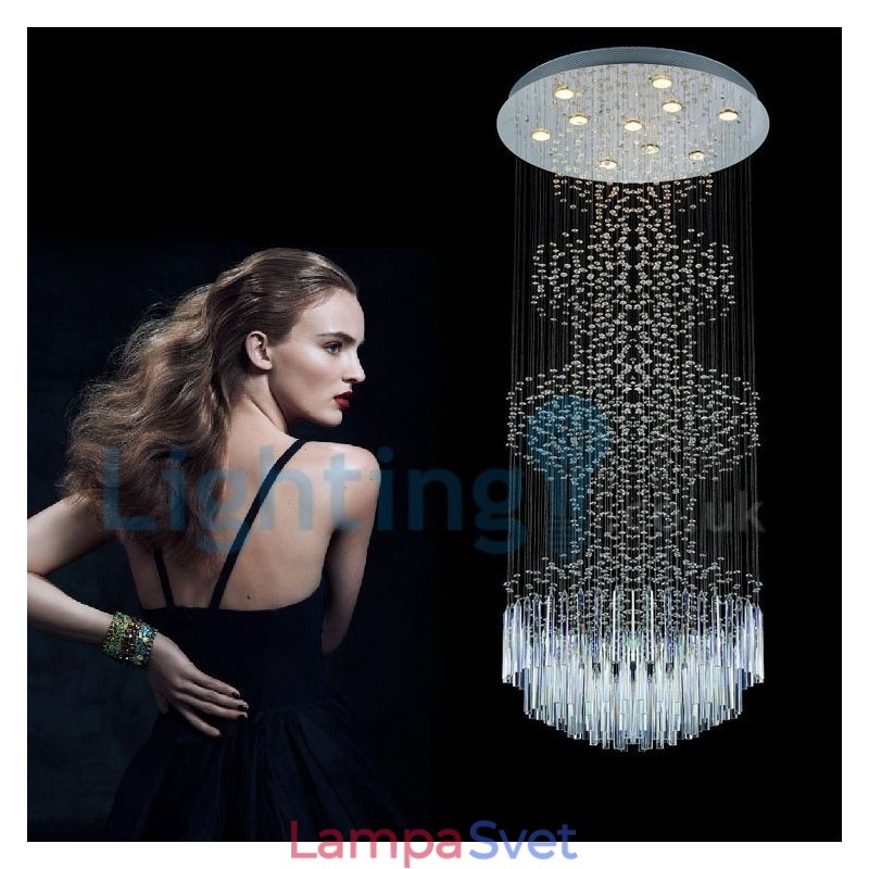 Moderný súčasný luster Závesné svietidlo na zapustenú montáž Crystal Rain Drop Light