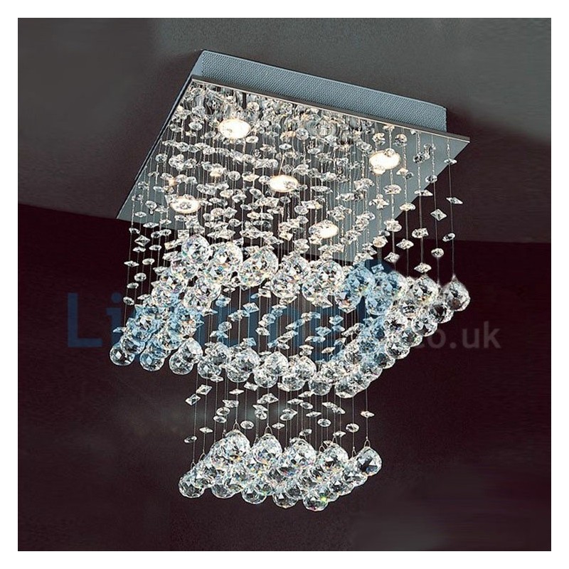 Moderný súčasný luster Závesné svietidlo na zapustenú montáž Crystal Rain Drop Light