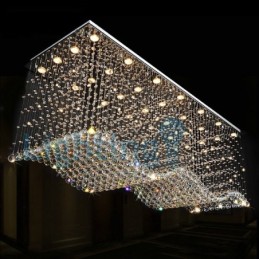 Moderný súčasný luster Závesné svietidlo na zapustenú montáž Crystal Rain Drop Light