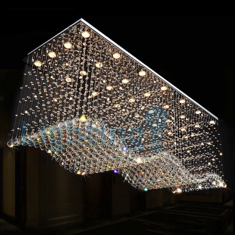 Moderný súčasný luster Závesné svietidlo na zapustenú montáž Crystal Rain Drop Light