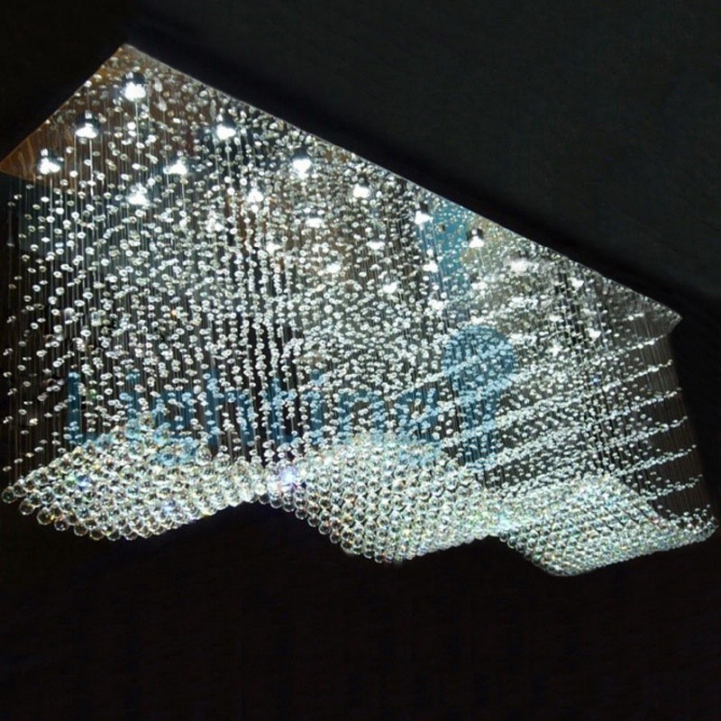 Moderný súčasný luster Závesné svietidlo na zapustenú montáž Crystal Rain Drop Light