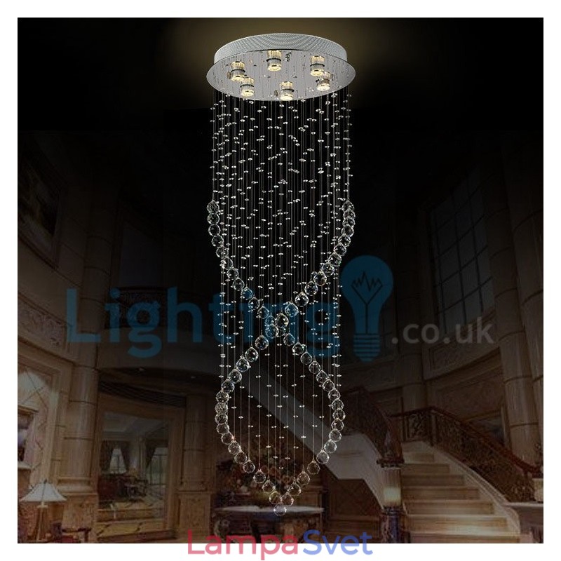 Moderný súčasný luster Závesné svietidlo na zapustenú montáž Crystal Rain Drop Light
