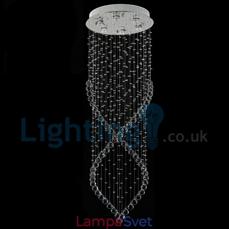 Moderný súčasný luster Závesné svietidlo na zapustenú montáž Crystal Rain Drop Light