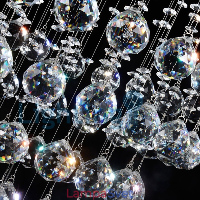 Moderný súčasný luster Závesné svietidlo na zapustenú montáž Crystal Rain Drop Light