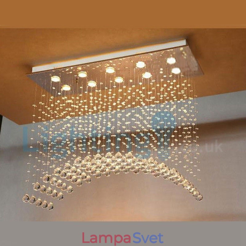 Moderný súčasný luster Závesné svietidlo na zapustenú montáž Crystal Rain Drop Light