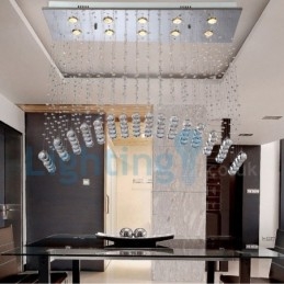 Moderný súčasný luster Závesné svietidlo na zapustenú montáž Crystal Rain Drop Light