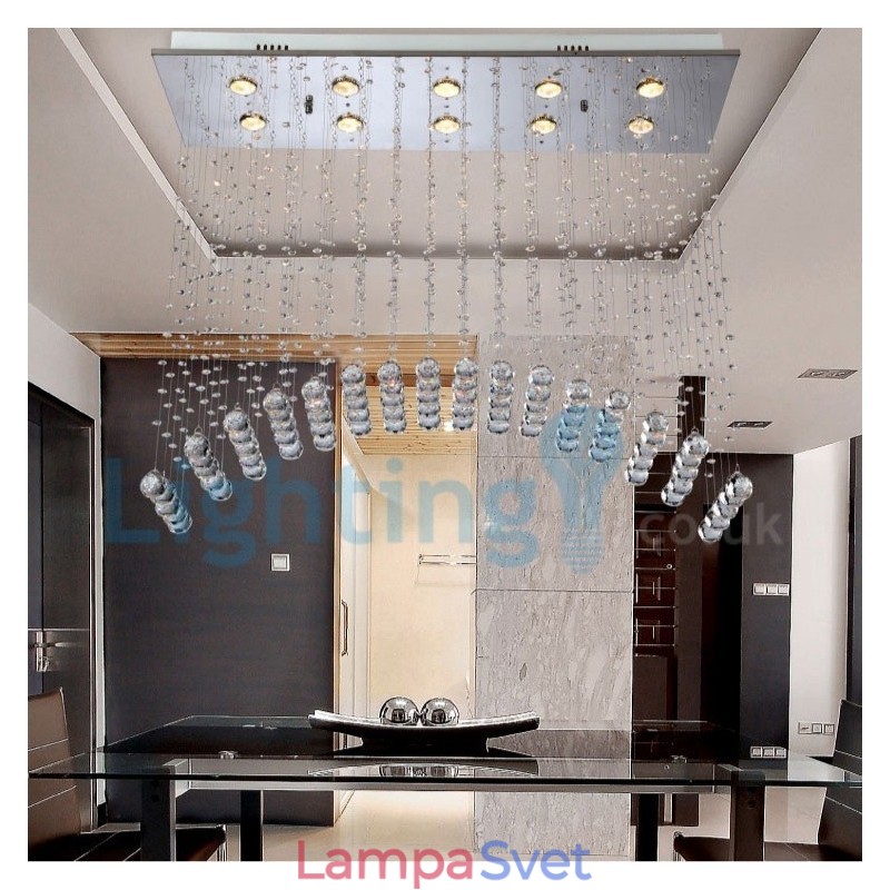 Moderný súčasný luster Závesné svietidlo na zapustenú montáž Crystal Rain Drop Light