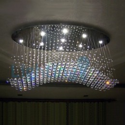 Moderný súčasný luster Závesné svietidlo na zapustenú montáž Crystal Rain Drop Light