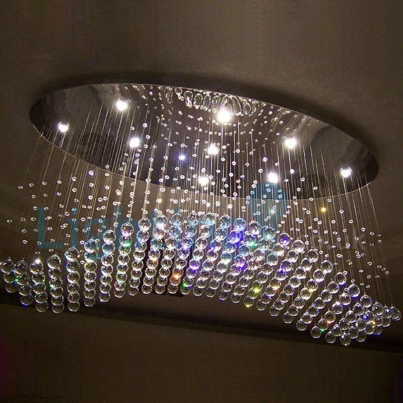 Moderný súčasný luster Závesné svietidlo na zapustenú montáž Crystal Rain Drop Light