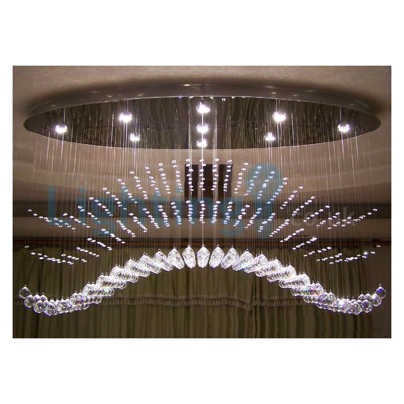 Moderný súčasný luster Závesné svietidlo na zapustenú montáž Crystal Rain Drop Light