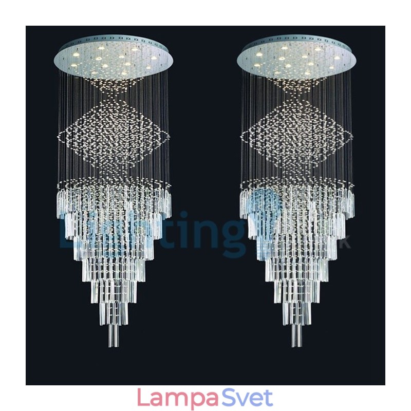 Moderný súčasný luster Závesné svietidlo na zapustenú montáž Crystal Rain Drop Light