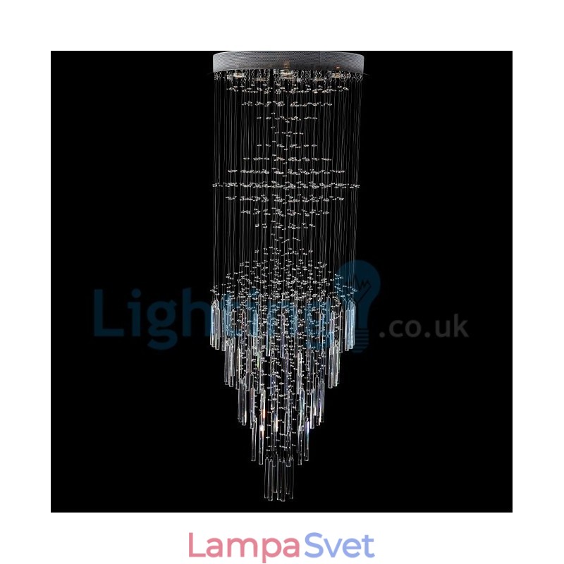 Moderný súčasný luster Závesné svietidlo na zapustenú montáž Crystal Rain Drop Light