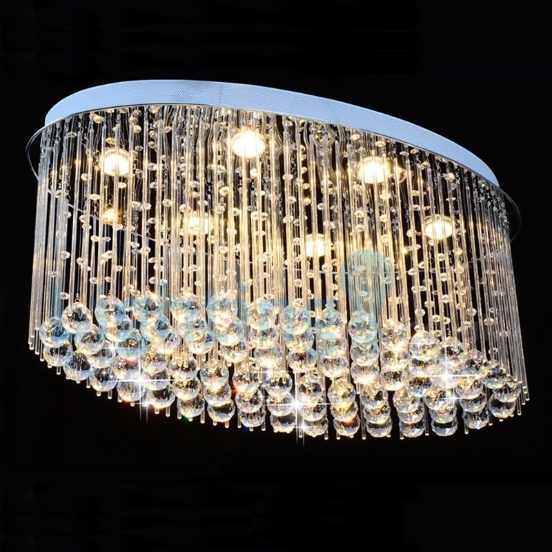 Moderný súčasný luster Závesné svietidlo na zapustenú montáž Crystal Rain Drop Light