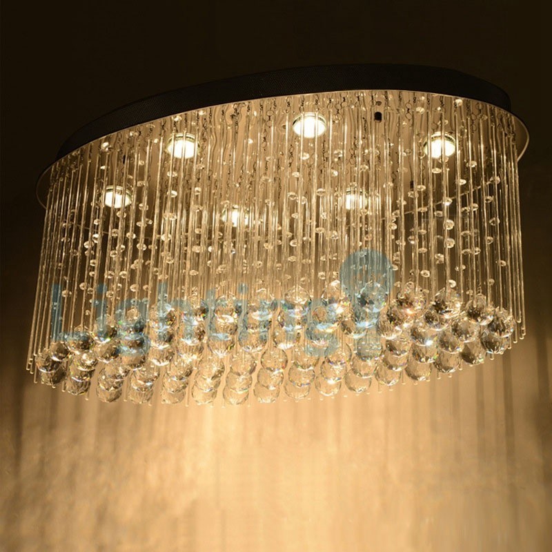 Moderný súčasný luster Závesné svietidlo na zapustenú montáž Crystal Rain Drop Light