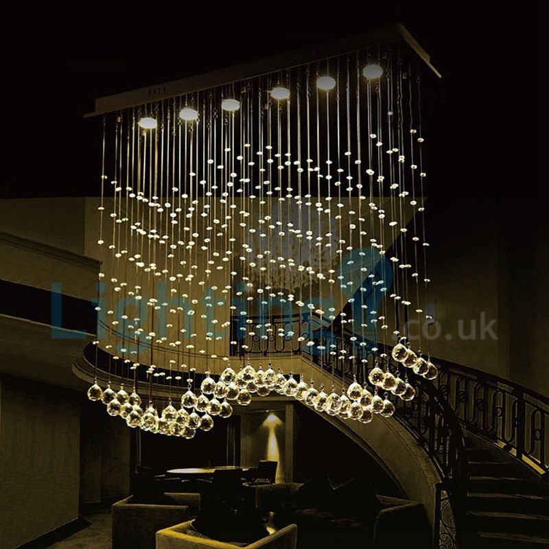 Moderný súčasný luster Závesné svietidlo na zapustenú montáž Crystal Rain Drop Light