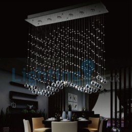 Moderný súčasný luster Závesné svietidlo na zapustenú montáž Crystal Rain Drop Light