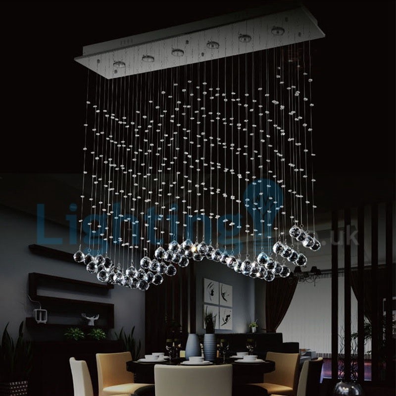 Moderný súčasný luster Závesné svietidlo na zapustenú montáž Crystal Rain Drop Light