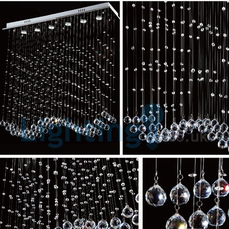 Moderný súčasný luster Závesné svietidlo na zapustenú montáž Crystal Rain Drop Light