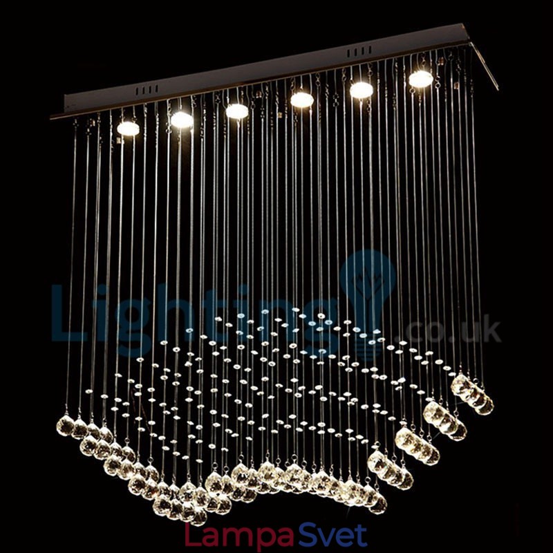 Moderný súčasný luster Závesné svietidlo na zapustenú montáž Crystal Rain Drop Light