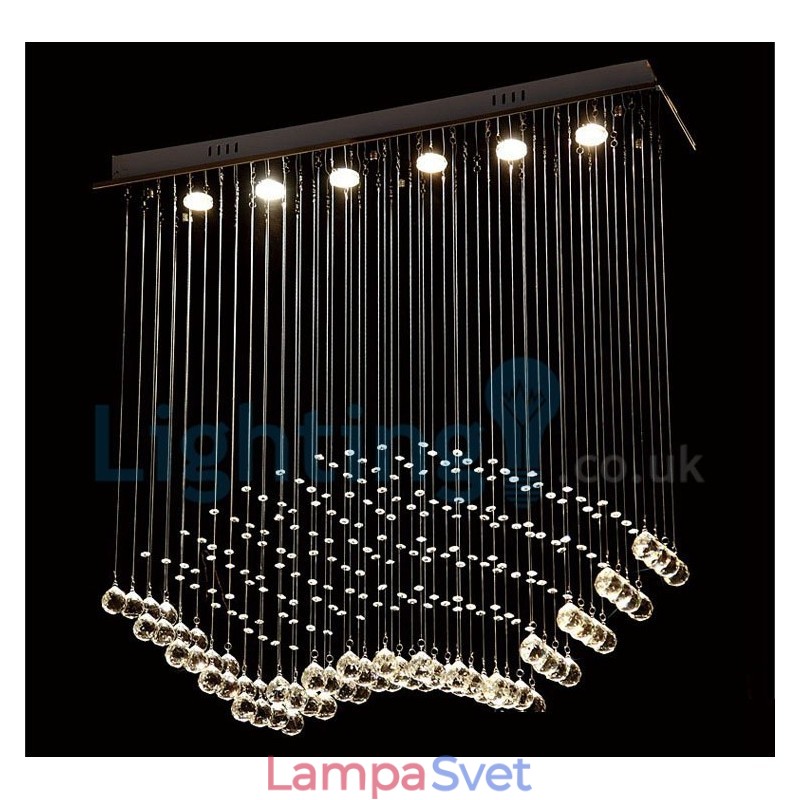 Moderný súčasný luster Závesné svietidlo na zapustenú montáž Crystal Rain Drop Light