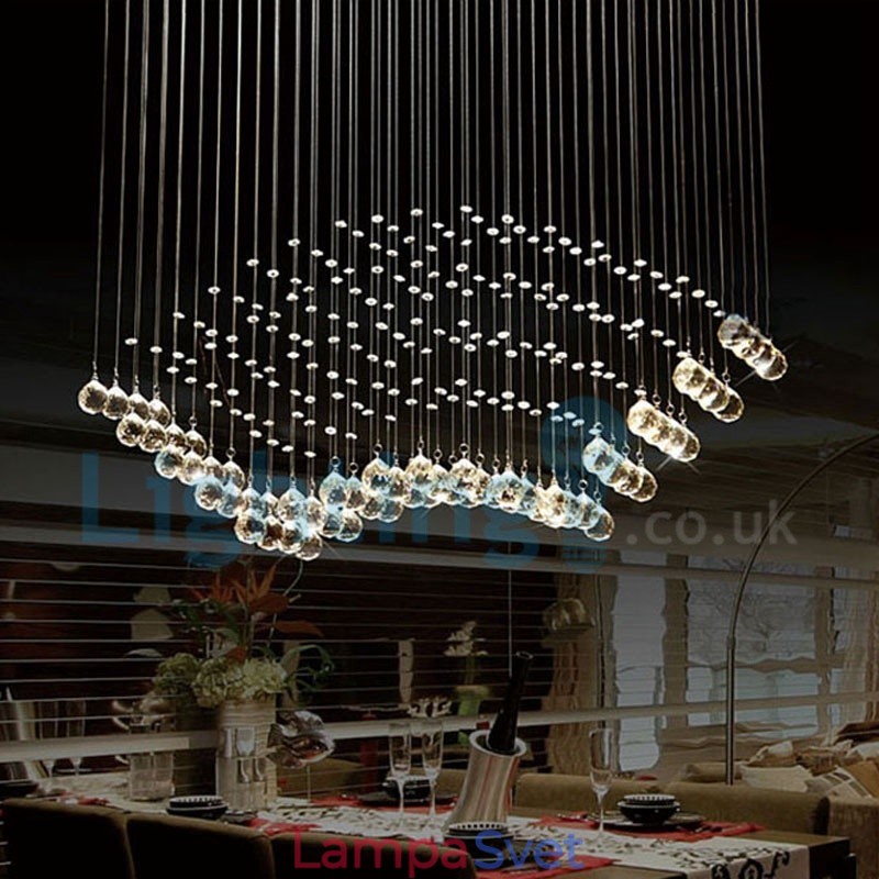 Moderný súčasný luster Závesné svietidlo na zapustenú montáž Crystal Rain Drop Light