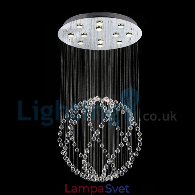 Moderný súčasný luster Závesné svietidlo na zapustenú montáž Crystal Rain Drop Light