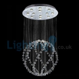 Moderný súčasný luster Závesné svietidlo na zapustenú montáž Crystal Rain Drop Light