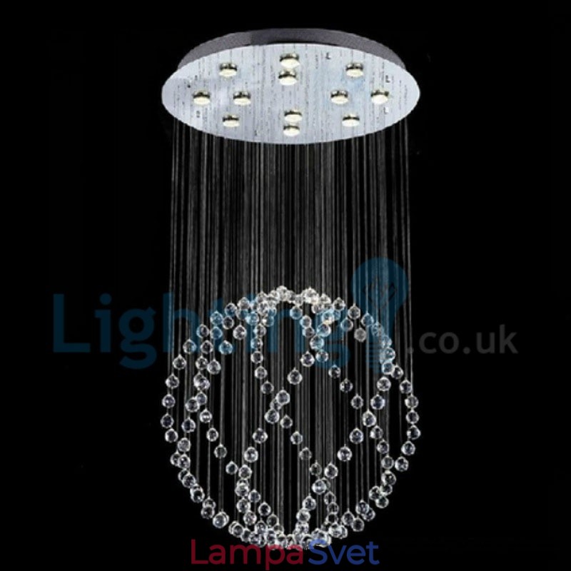 Moderný súčasný luster Závesné svietidlo na zapustenú montáž Crystal Rain Drop Light