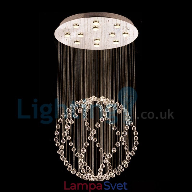 Moderný súčasný luster Závesné svietidlo na zapustenú montáž Crystal Rain Drop Light