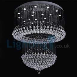 Moderný súčasný luster Závesné svietidlo na zapustenú montáž Crystal Rain Drop Light