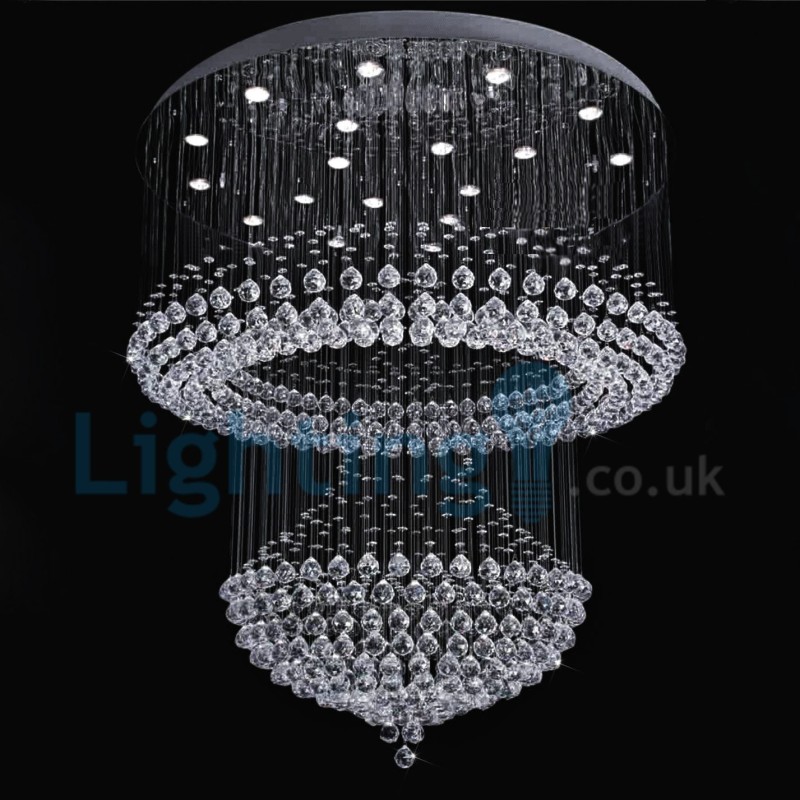 Moderný súčasný luster Závesné svietidlo na zapustenú montáž Crystal Rain Drop Light