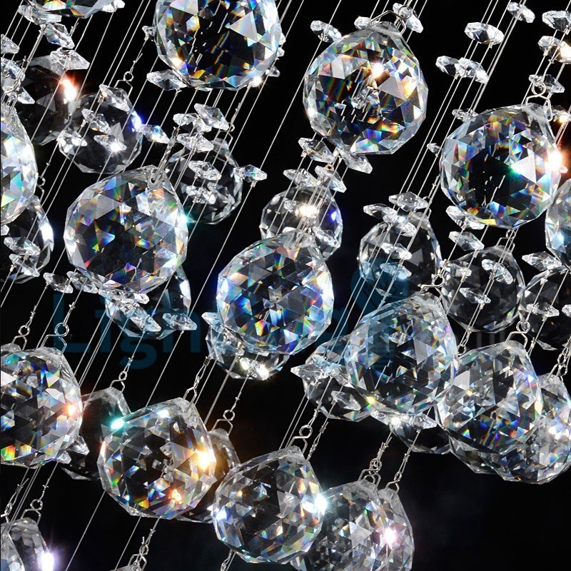 Moderný súčasný luster Závesné svietidlo na zapustenú montáž Crystal Rain Drop Light