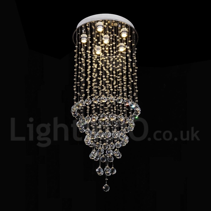 Moderný súčasný luster Závesné svietidlo na zapustenú montáž Crystal Rain Drop Light