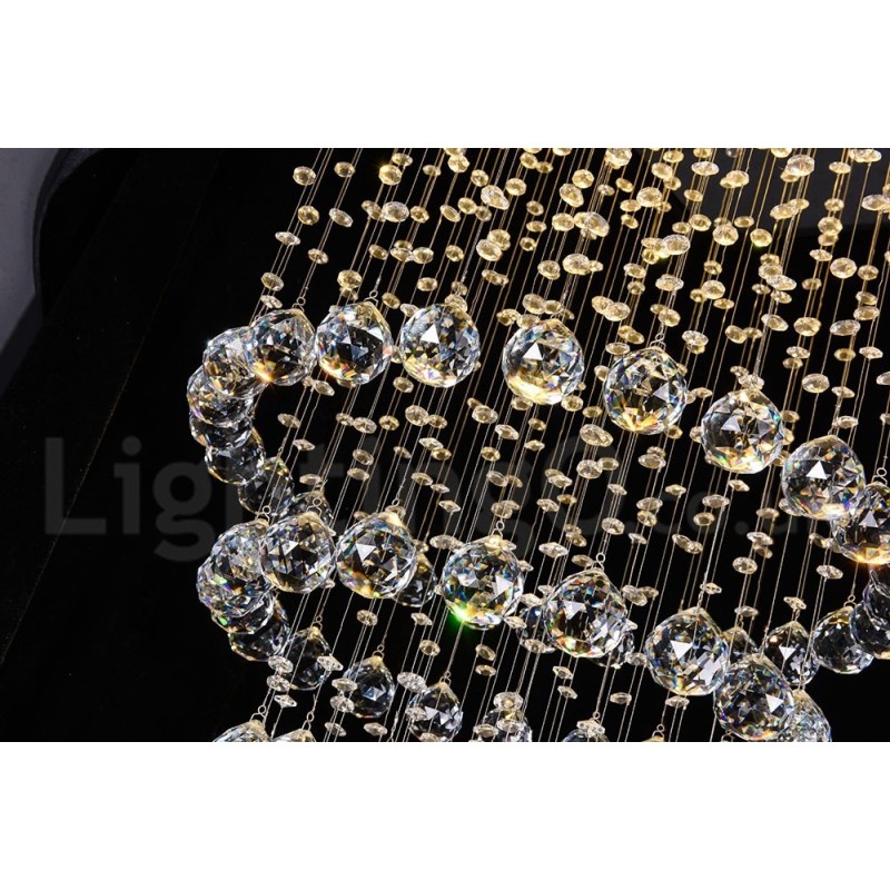 Moderný súčasný luster Závesné svietidlo na zapustenú montáž Crystal Rain Drop Light