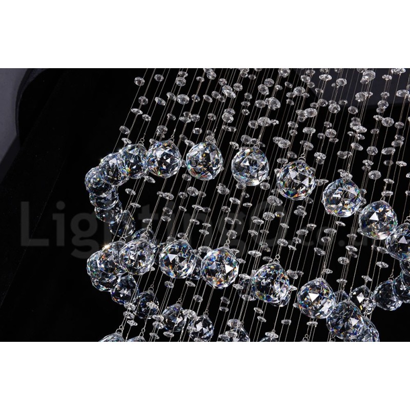 Moderný súčasný luster Závesné svietidlo na zapustenú montáž Crystal Rain Drop Light