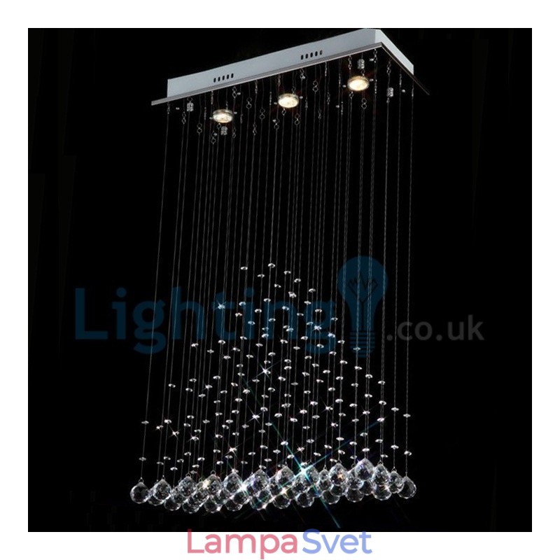 Moderný súčasný luster Závesné svietidlo na zapustenú montáž Crystal Rain Drop Light