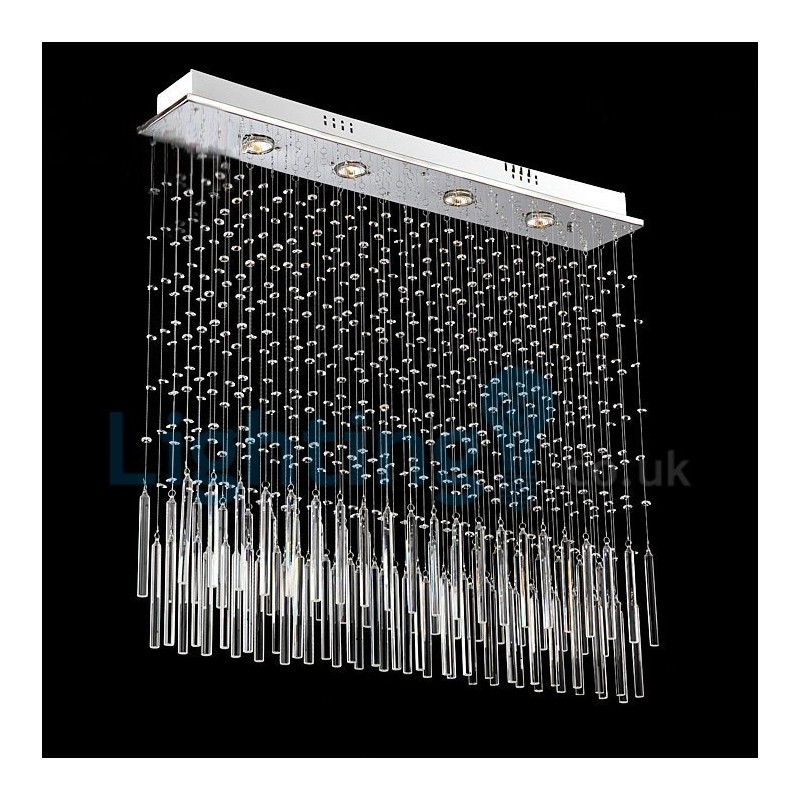 Moderný súčasný luster Závesné svietidlo na zapustenú montáž Crystal Rain Drop Light