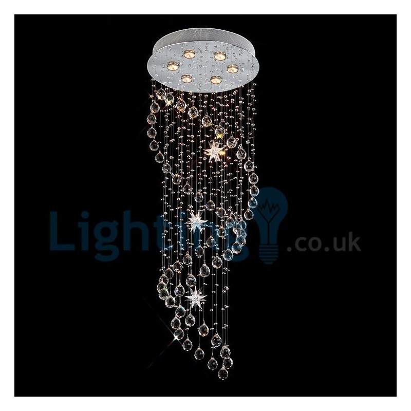 Moderný súčasný luster Závesné svietidlo na zapustenú montáž Crystal Rain Drop Light