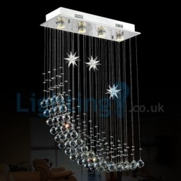 Moderný súčasný luster Závesné svietidlo na zapustenú montáž Crystal Rain Drop Light